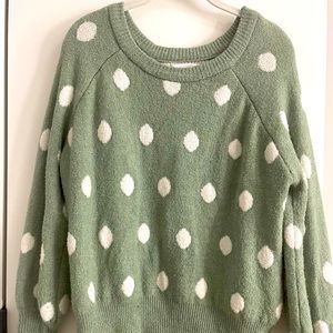 lauren conrad sage polka dot sweater